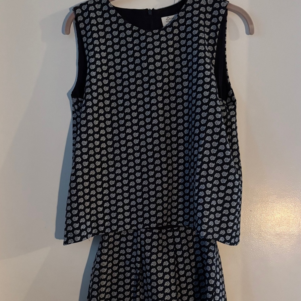 zara open back blue romper